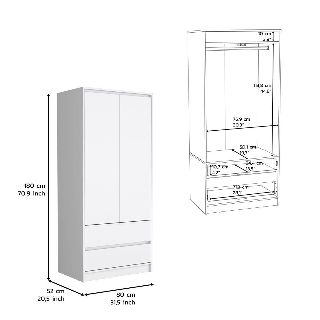 Two Piece White Bedroom Set-8