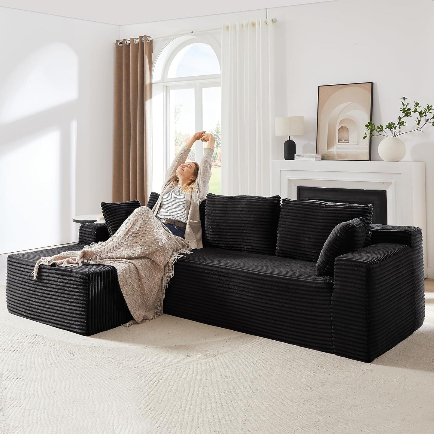 104 Inch L Shape Modular Sectional Couch with Chaise