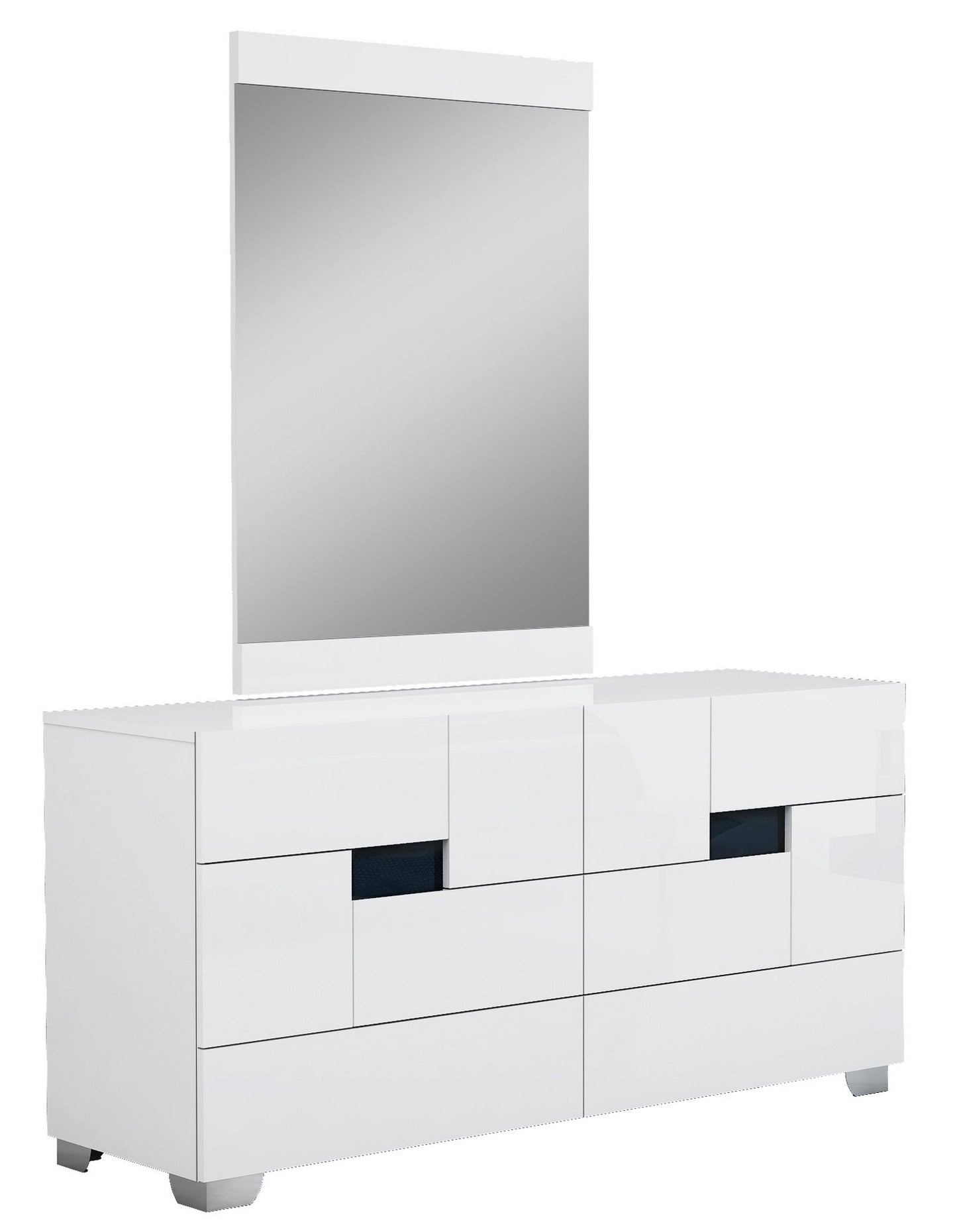 Four Piece White Solid Wood Bedroom Set With Mirror-3