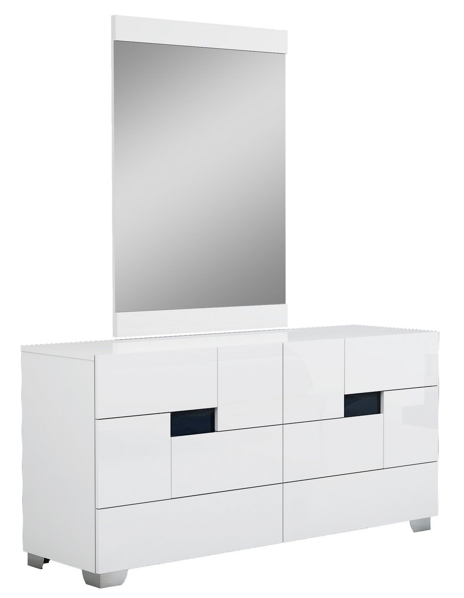 Four Piece White Solid Wood Bedroom Set With Mirror-3