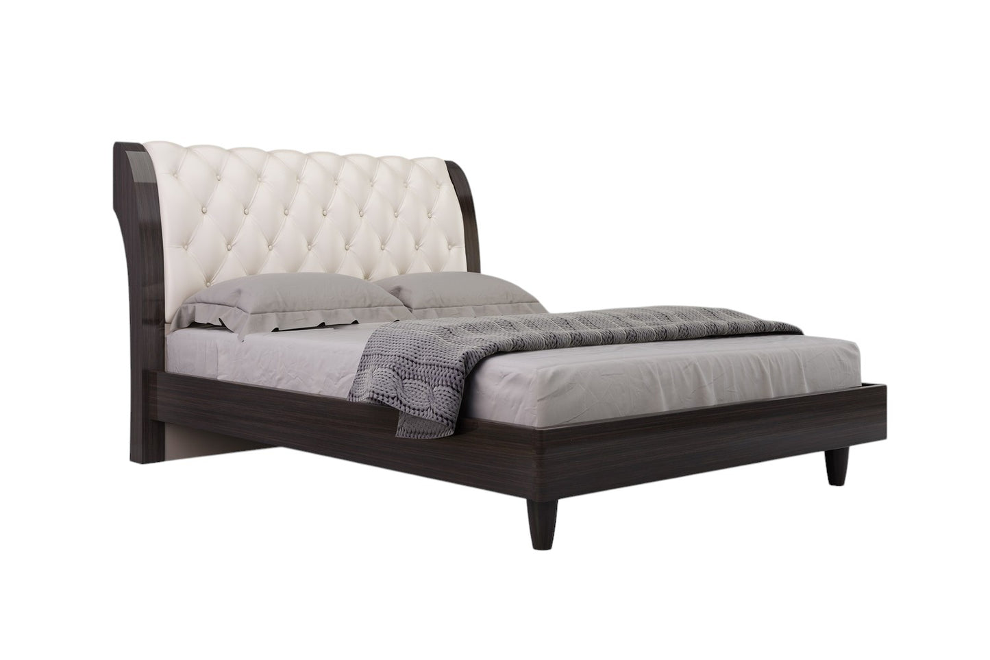 Beige Solid Wood Four Piece Bedroom Set With Mirror