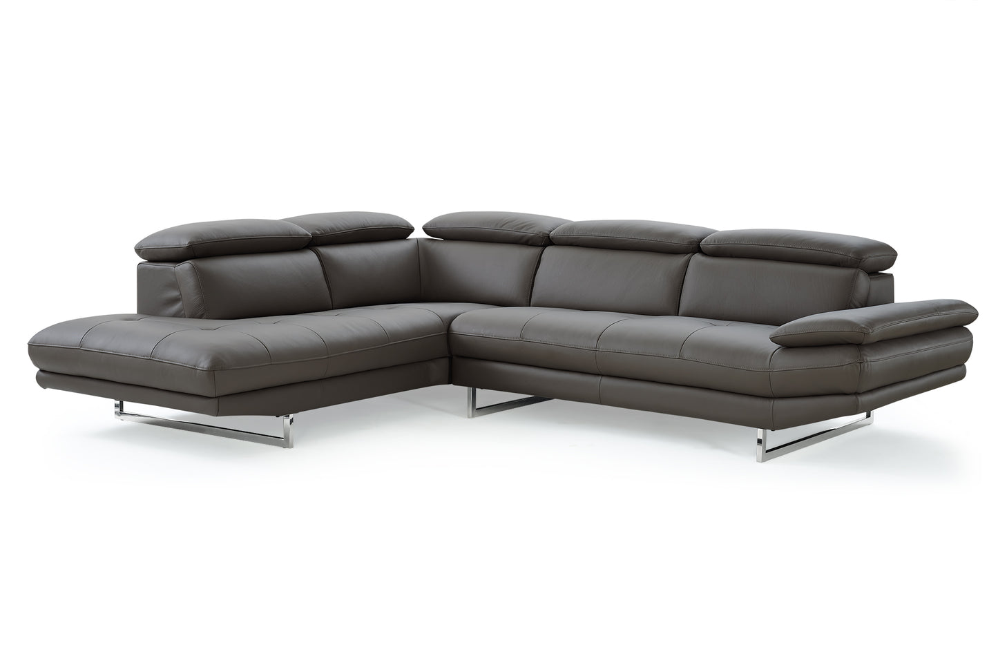 Dark Gray Genuine Leather L Shaped Two Piece Sofa and Chaise Sectional-1