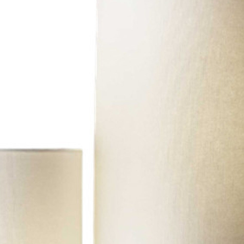 68" Silver Three Light Novelty Floor Lamp With White Linen Cylinder Shade-2