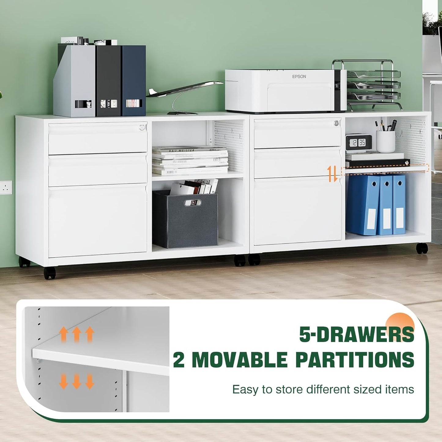 White Mobile 3 Drawer Locking File Cabinet