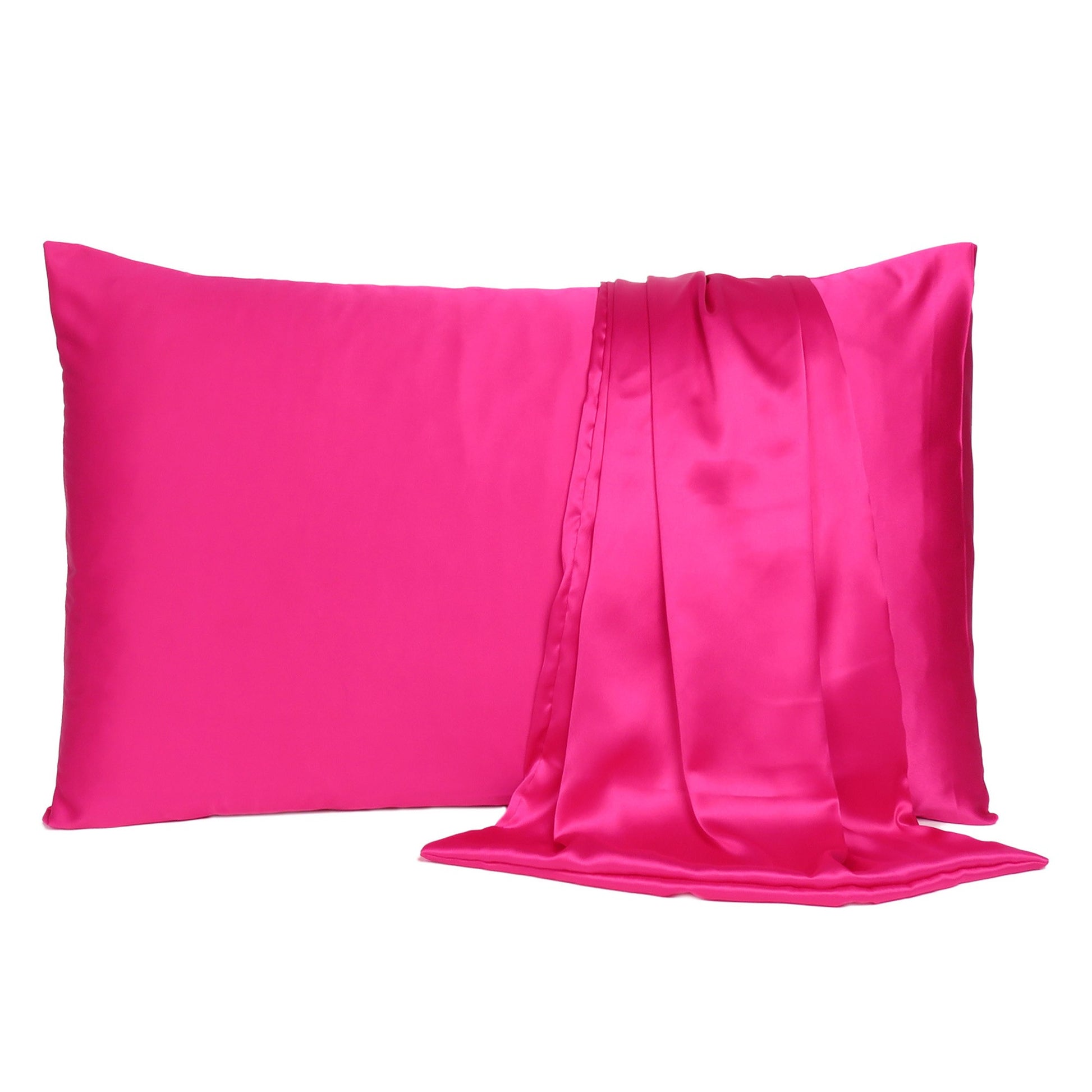Fuchsia Dreamy Set Of 2 Silky Satin Standard Pillowcases-0