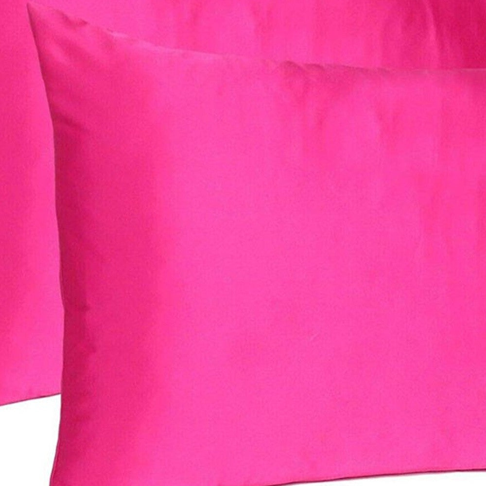 Fuchsia Dreamy Set Of 2 Silky Satin Standard Pillowcases-5