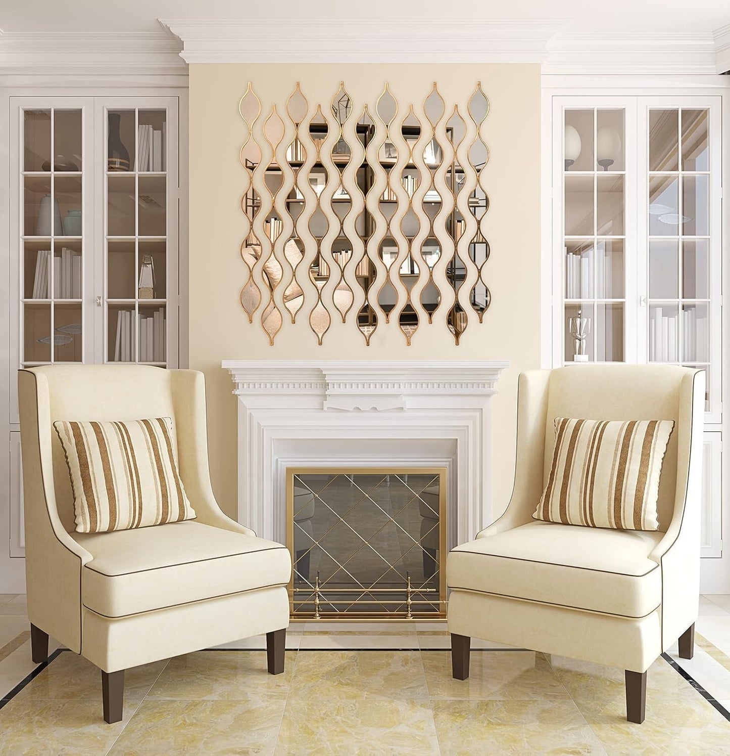 Set of 5 Teardrop Mirror Wall Decor in Gold for Elegant Living Room Decoration