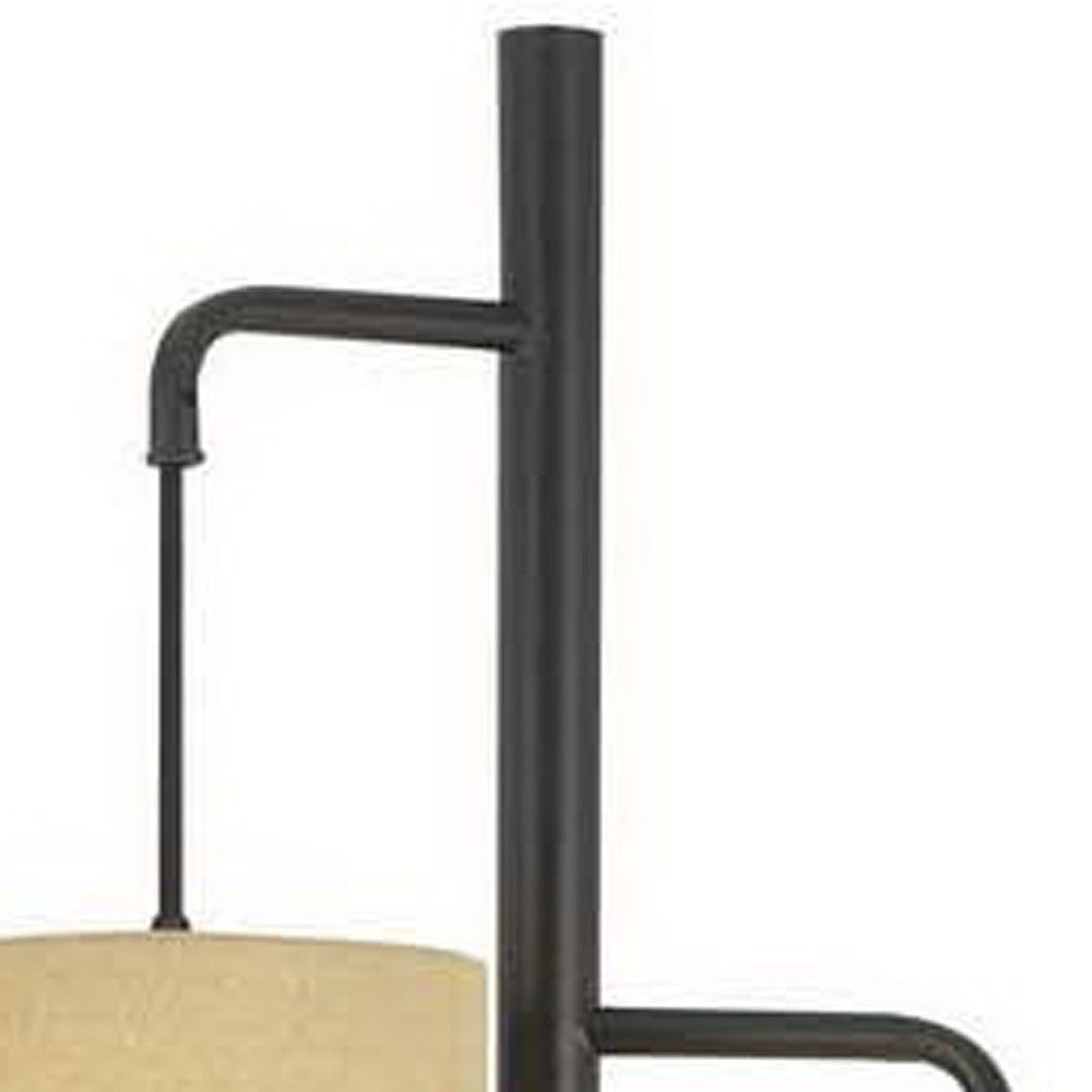 72" Bronze Three Light Traditional Shaped Floor Lamp With Beige Drum Shade-4