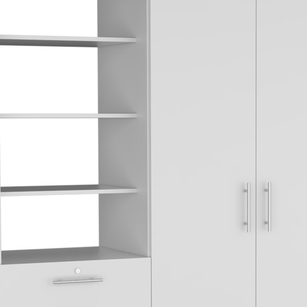 Two Piece White Bedroom Set With Armoire And Nightstand