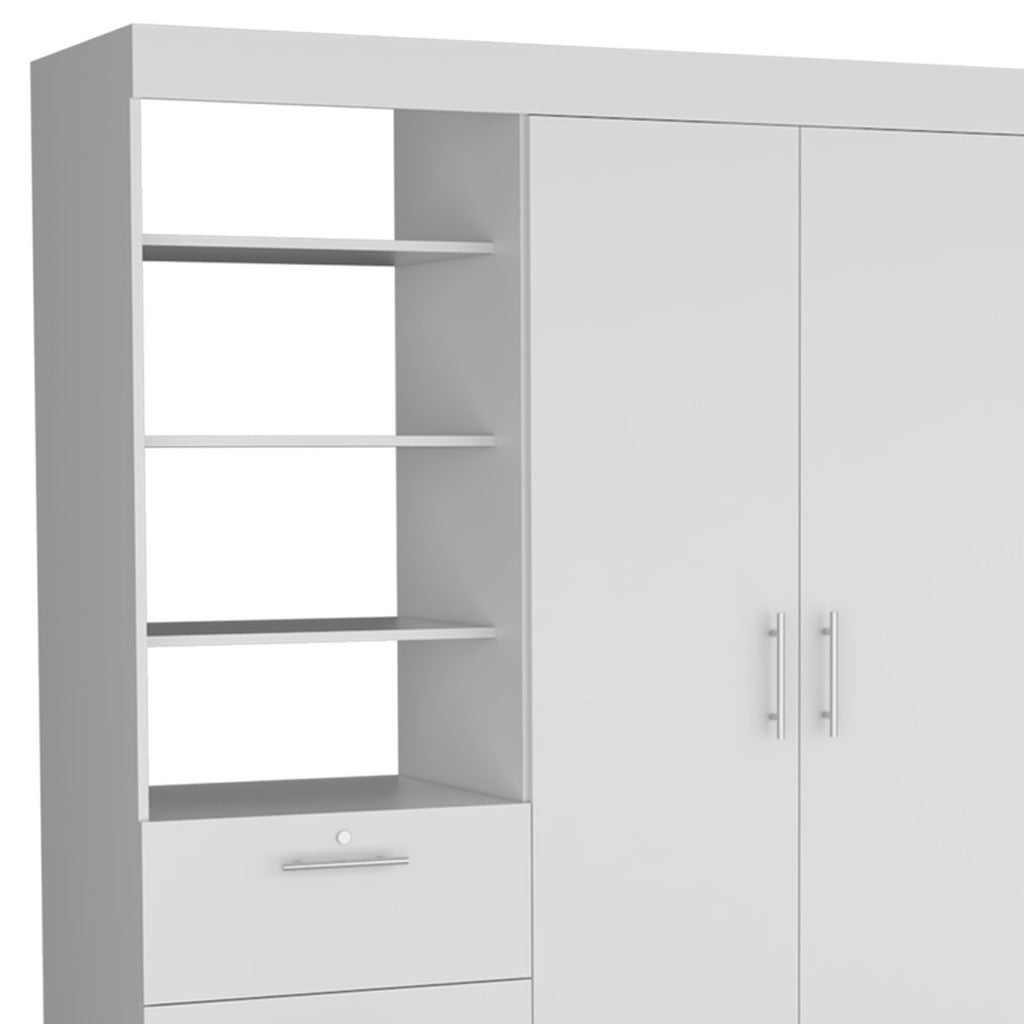 Two Piece White Bedroom Set With Armoire And Nightstand