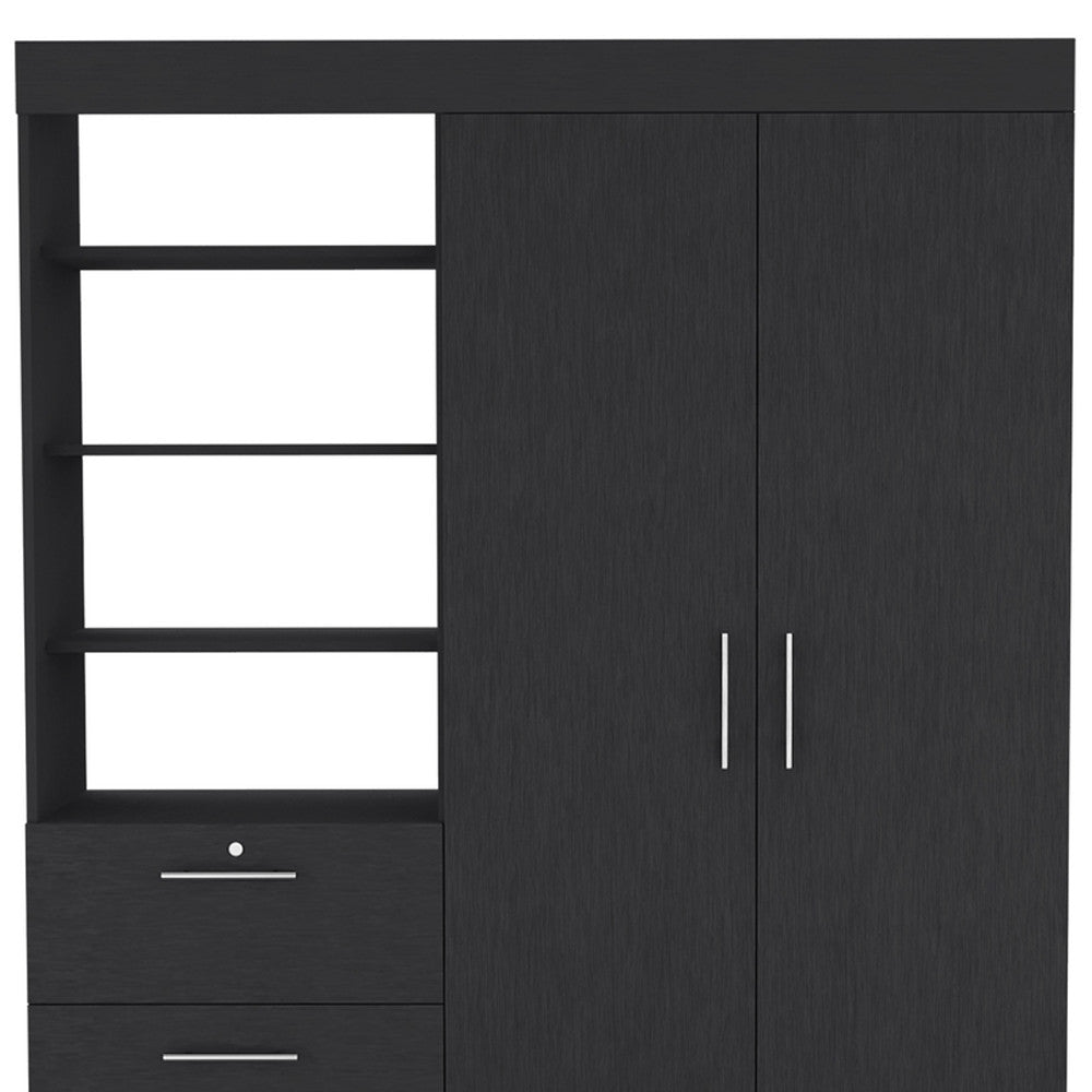 Two Piece Black Bedroom Set-4