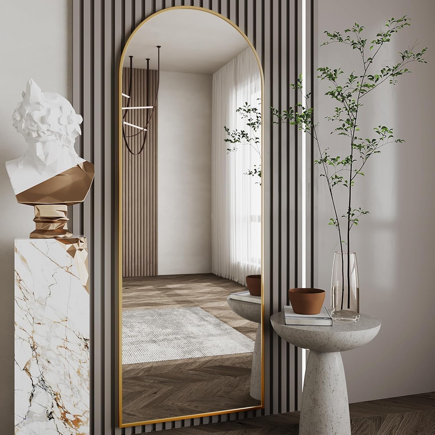 Nanoglass Arch Mirror Full Length,Gold Mirror Full Length 71"X26",Standing Mirror Full Length,Full Body Mirror for Bedroom,Large Mirror(Gold)-4