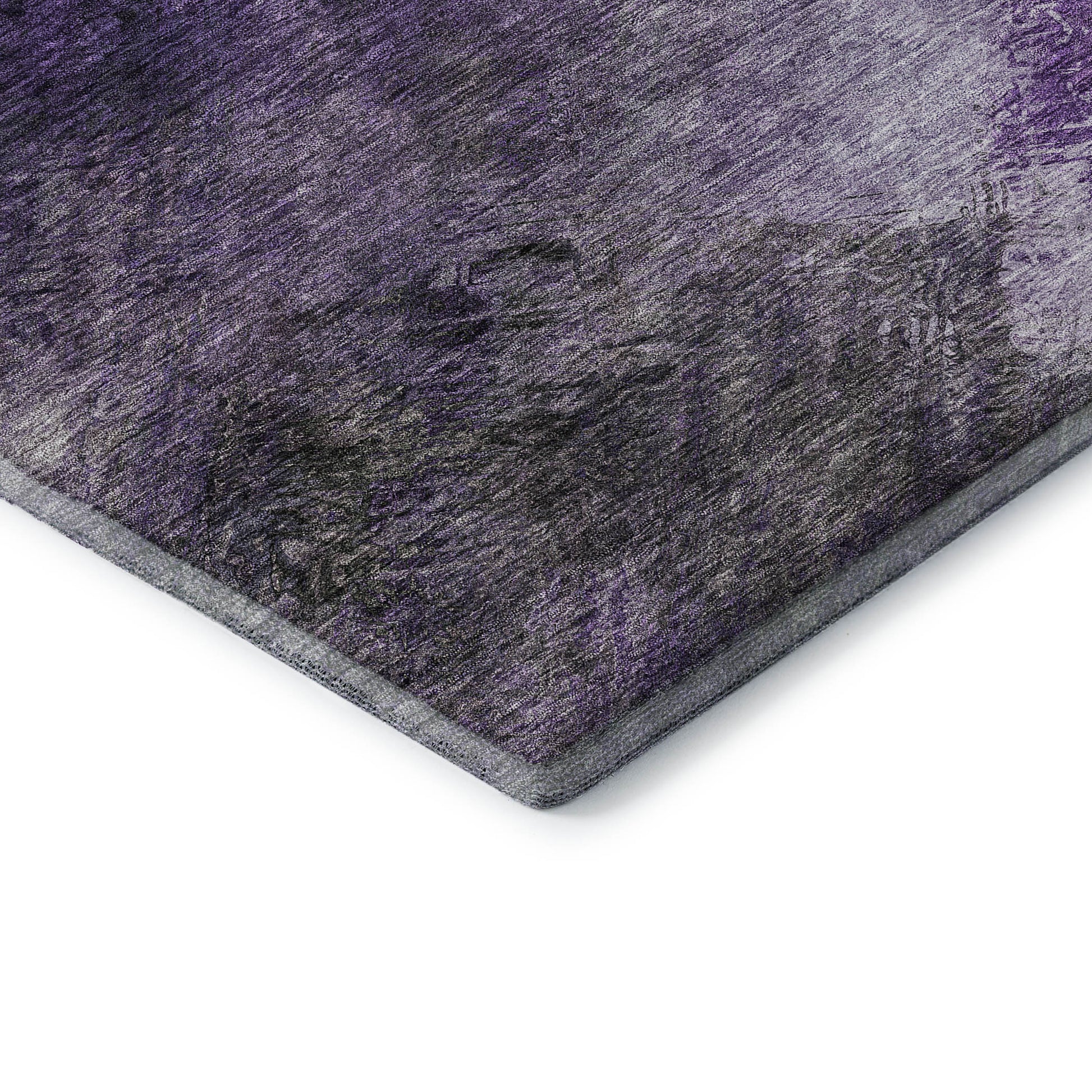 8' Purple Gray And Ivory Abstract Washable Round Rug With UV Protection-7
