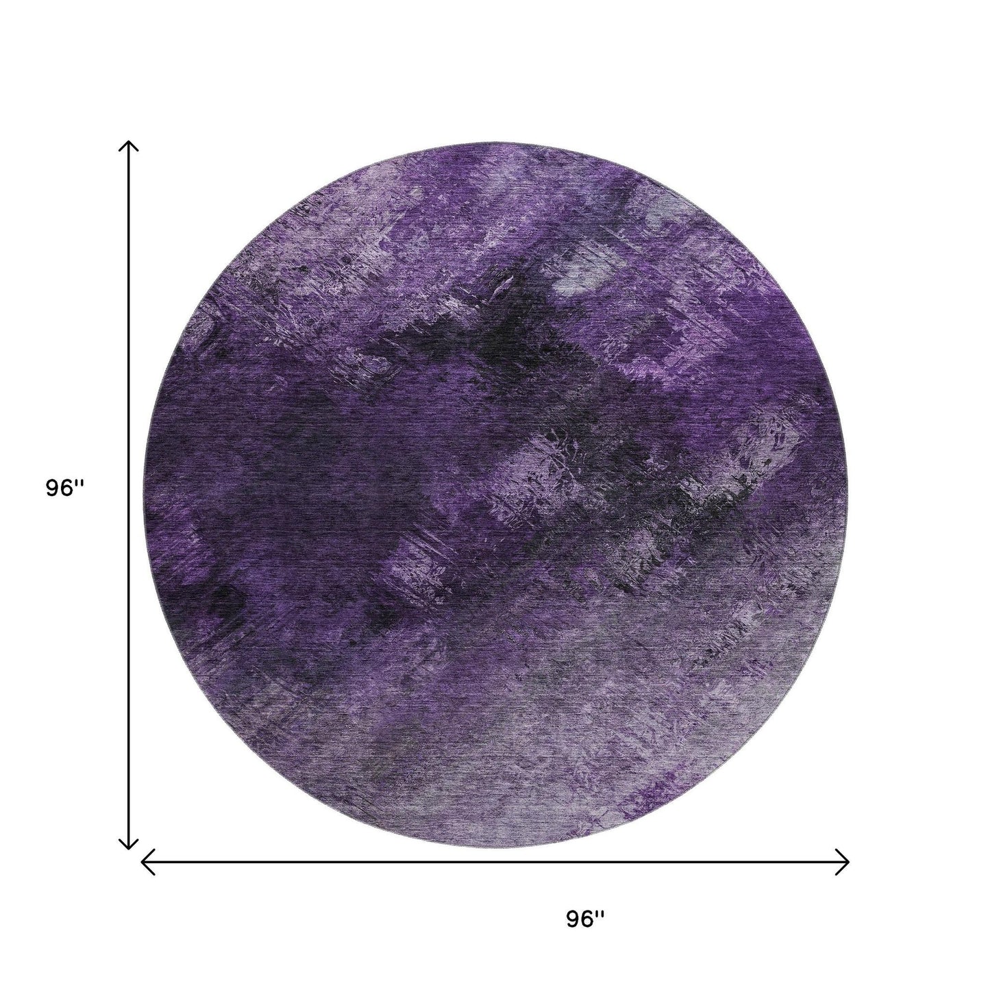 8' Purple Gray And Ivory Abstract Washable Round Rug With UV Protection-2