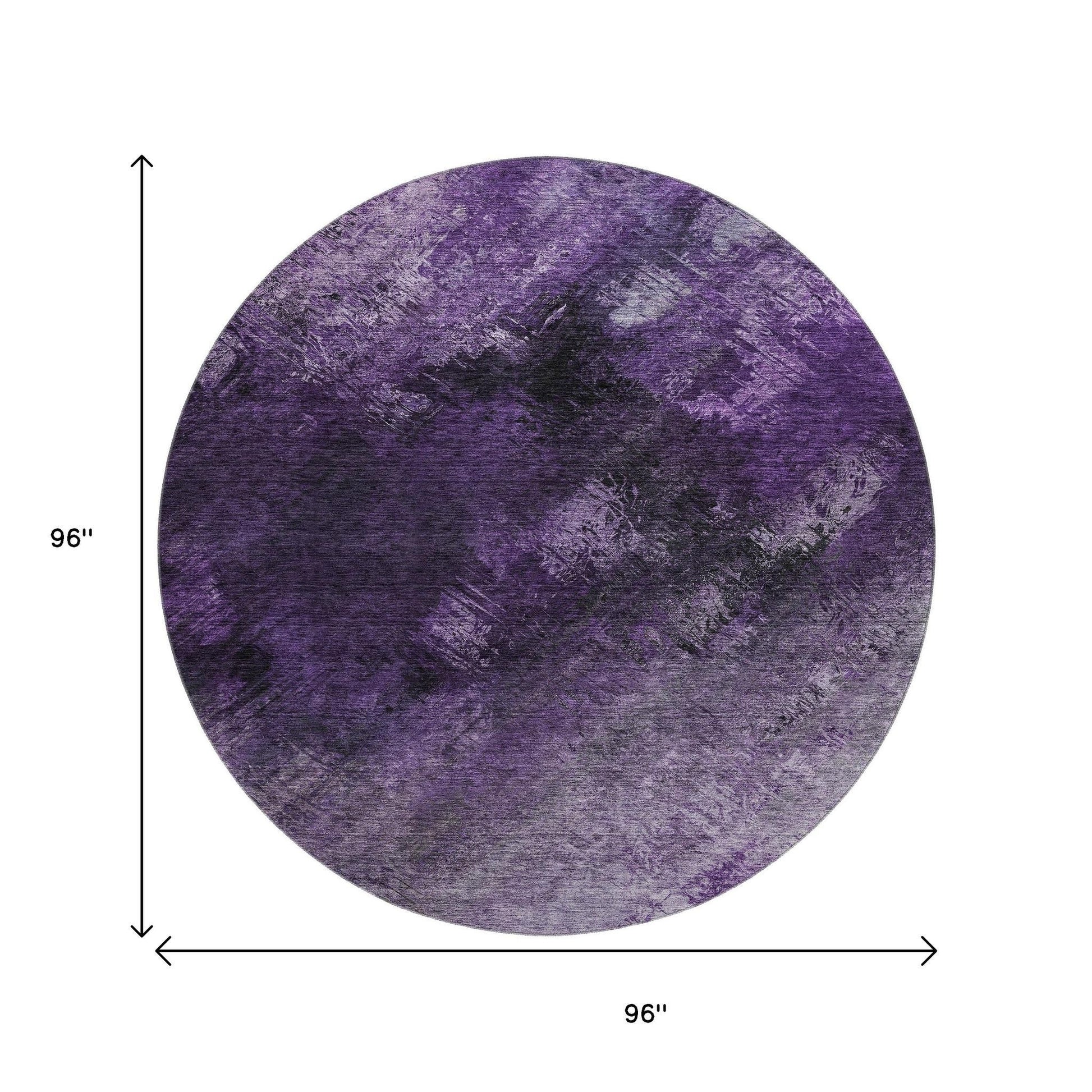 8' Purple Gray And Ivory Abstract Washable Round Rug With UV Protection-2