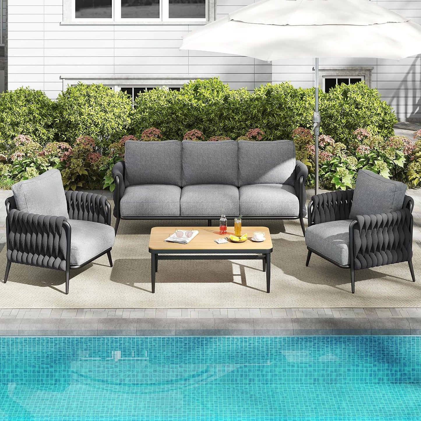 Stylish Outdoor Patio Furniture Set with Waterproof Cushions-1