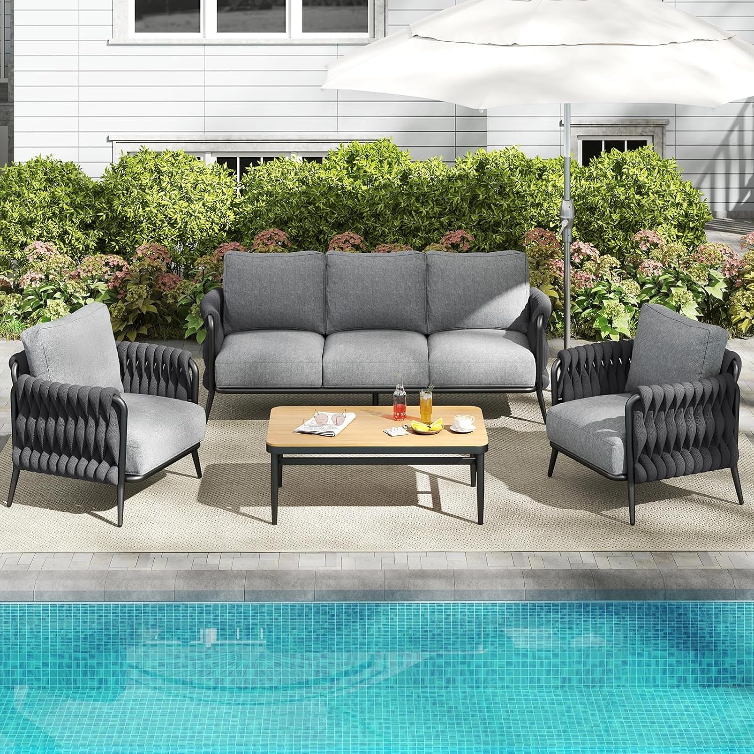 Stylish Outdoor Patio Furniture Set with Waterproof Cushions-1