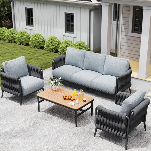 Stylish Outdoor Patio Furniture Set with Waterproof Cushions-0