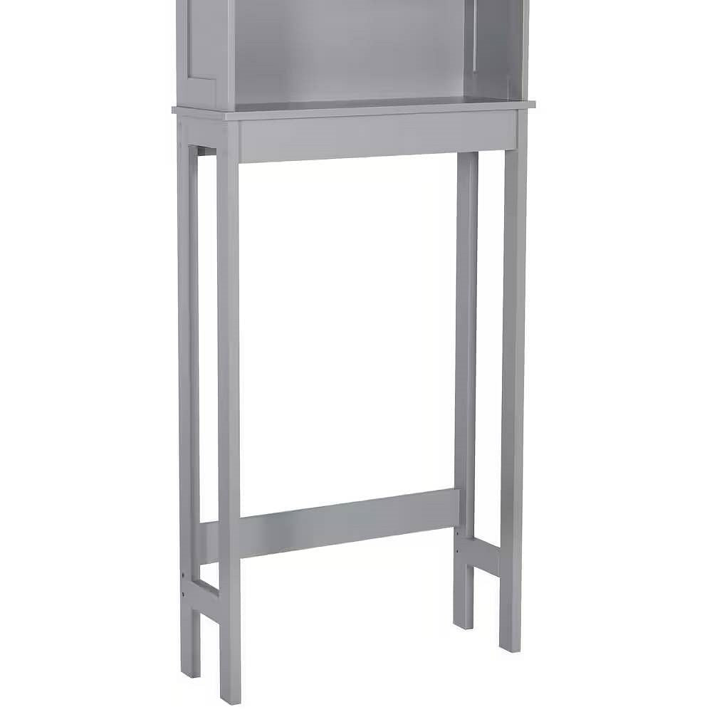Over the Toilet Bathroom Storage Cabinet Shelving Unit in Grey Wood Finish-1