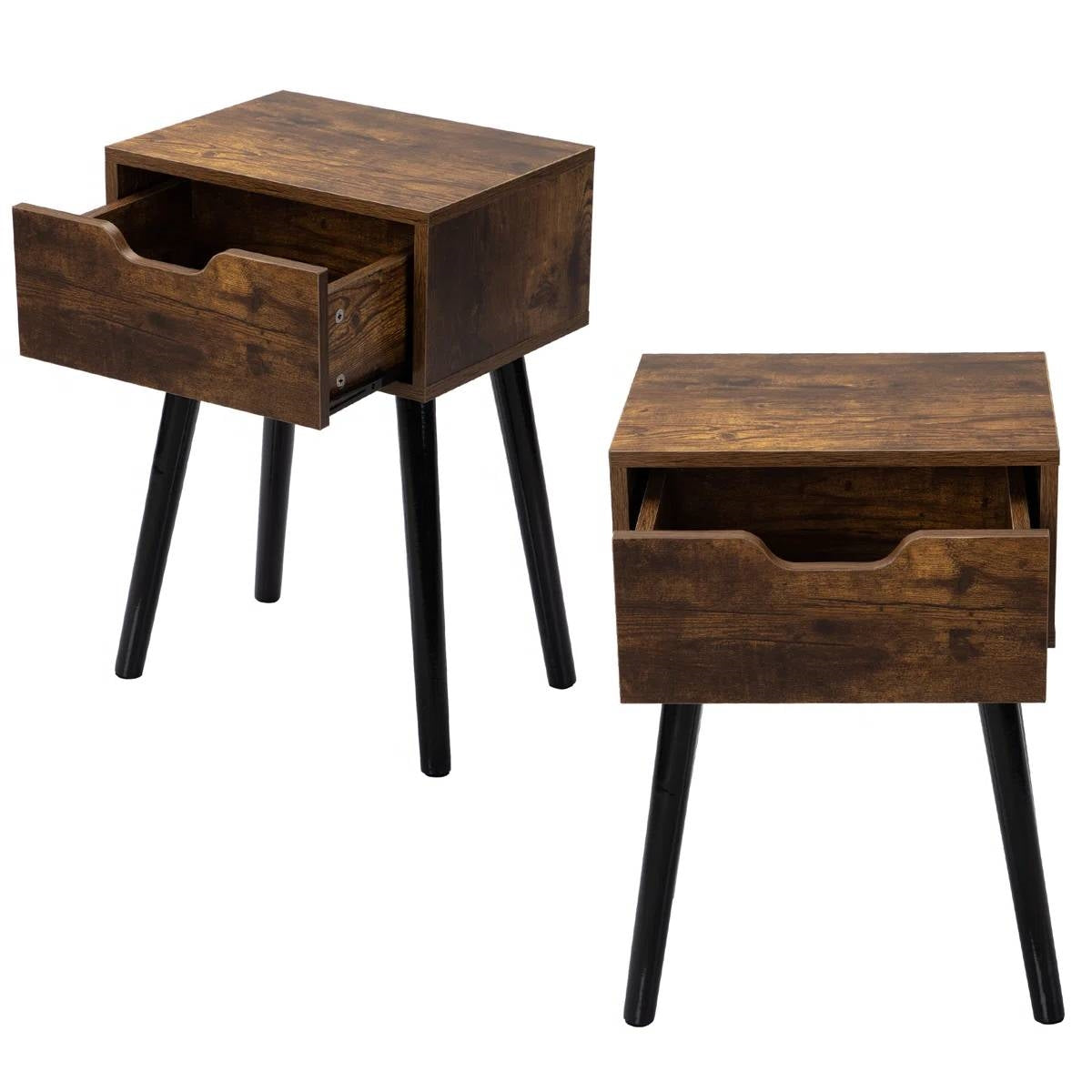 Set of 2 - Modern Mid-Century Farmhouse Bedroom Nightstand End Table-0