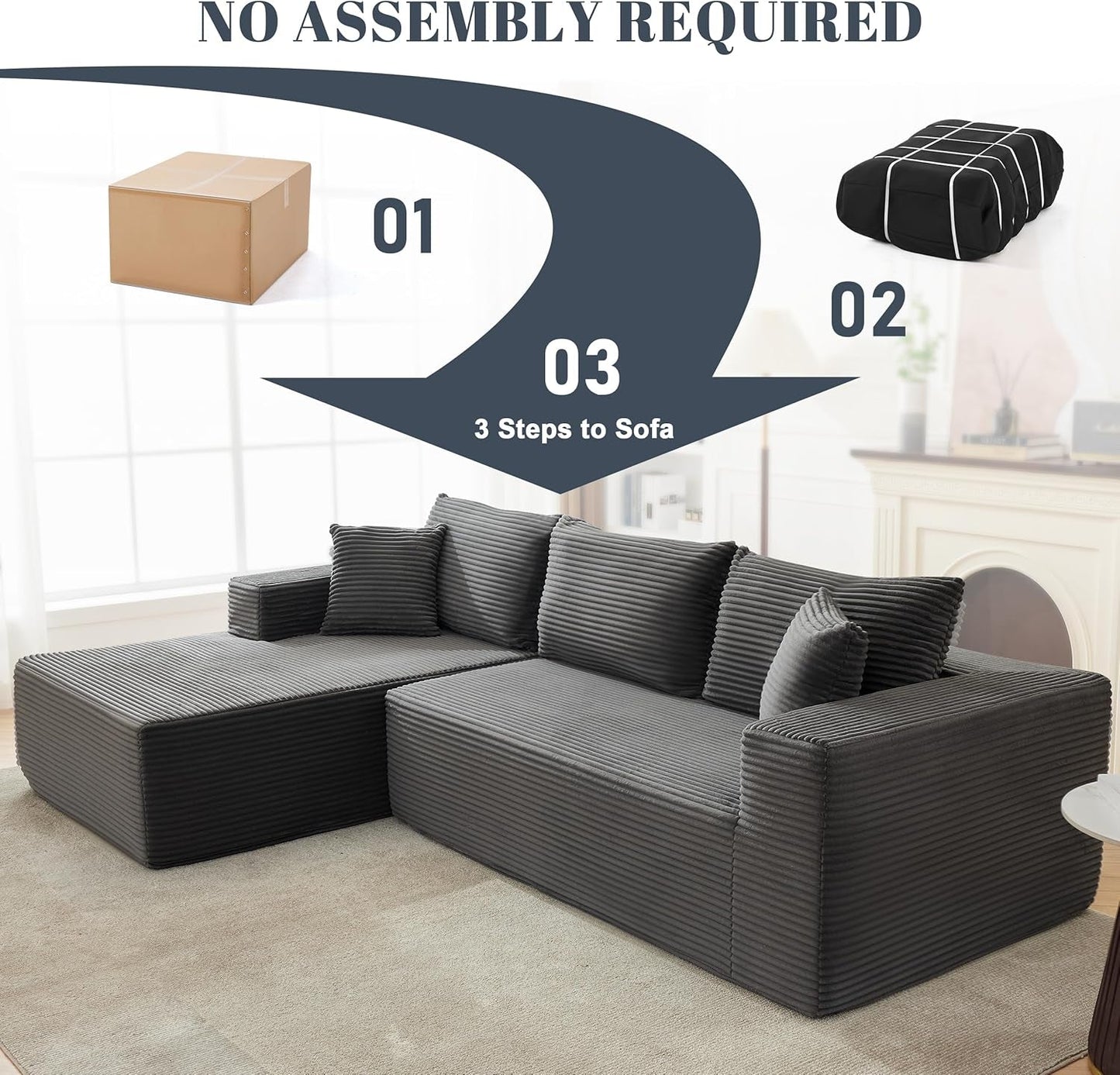 Cloud Sectional Couch Modular Sofa with Deep Seat