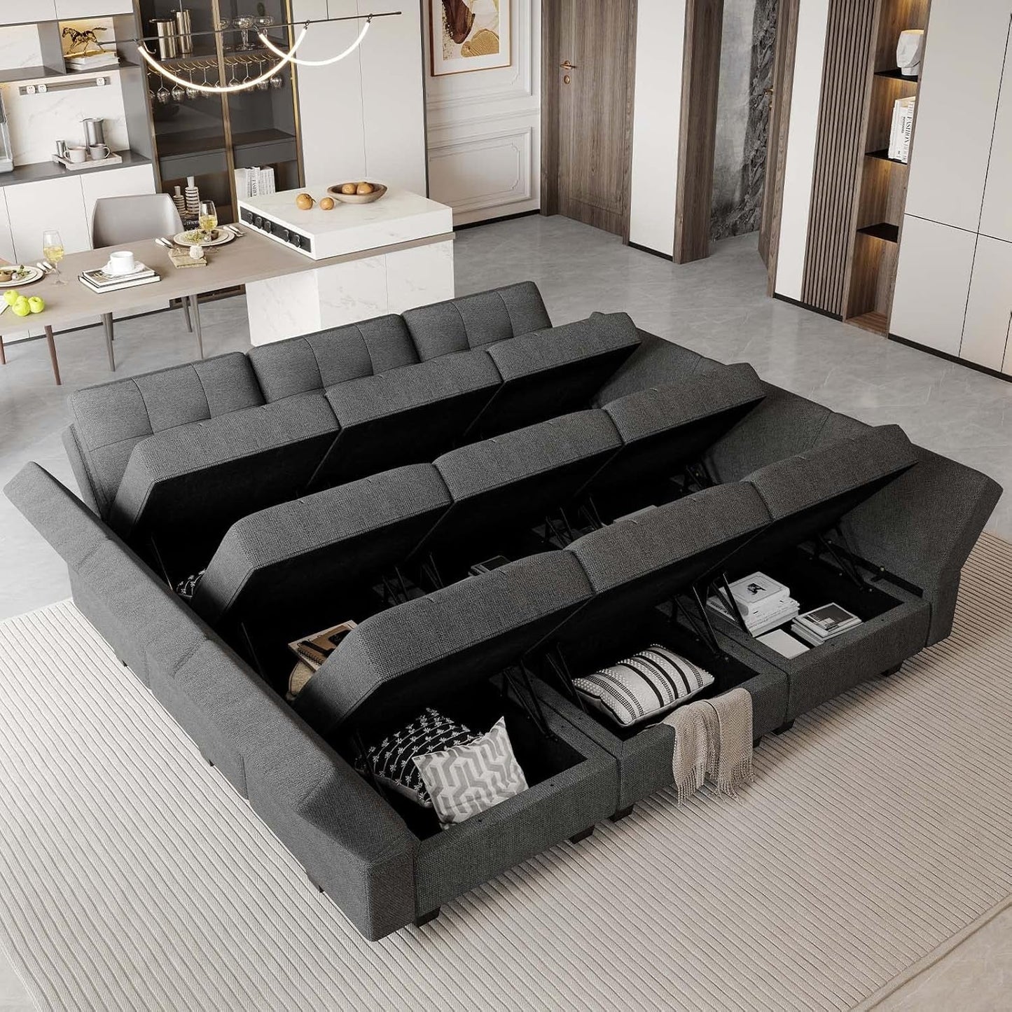 Comfortable Modular Sleeper Sofa Couch with Storage Solution