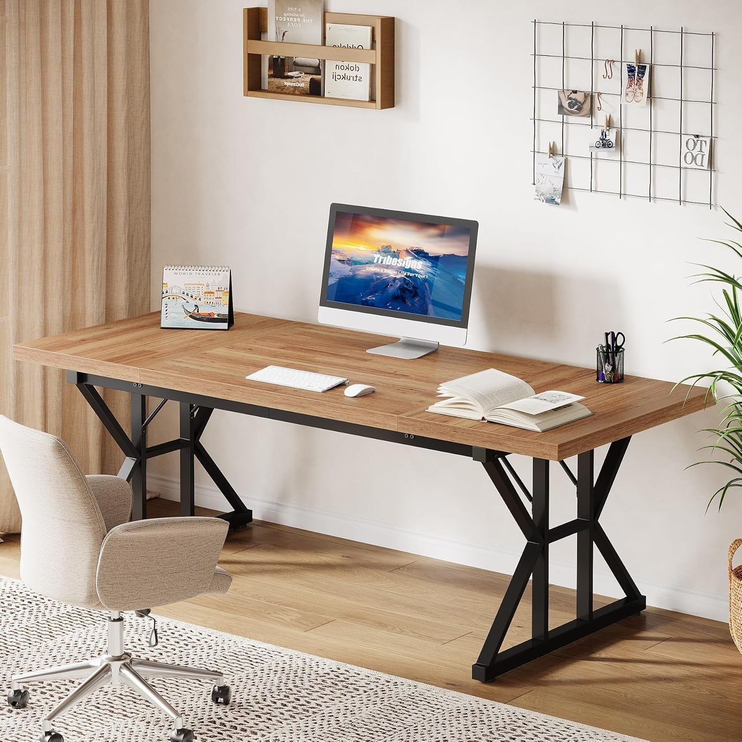 Large Industrial Executive Desk for Home Office Use-4