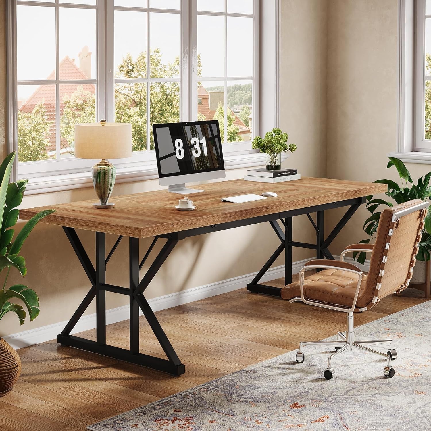 Large Industrial Executive Desk for Home Office Use-2