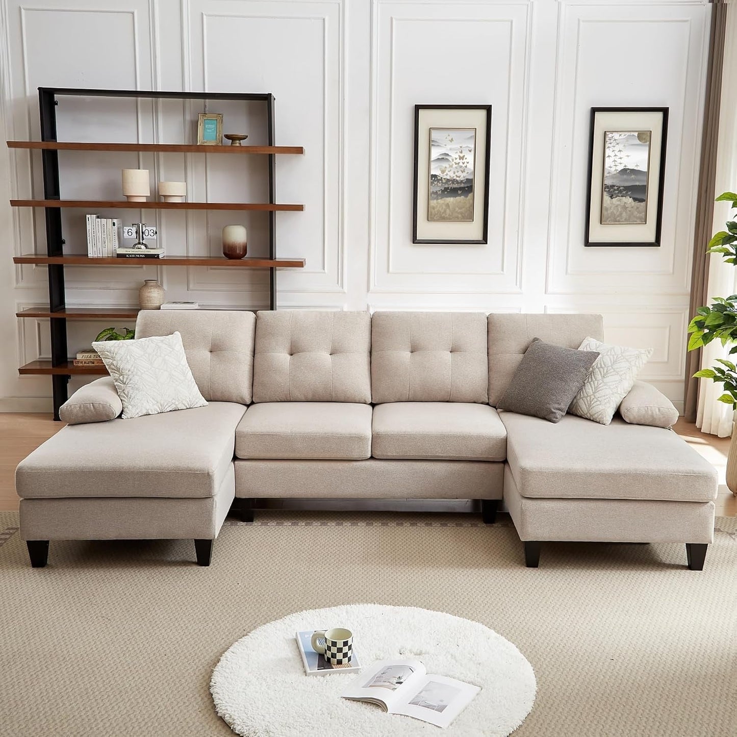 Modern U Shaped Sectional Couch With Double Chaise