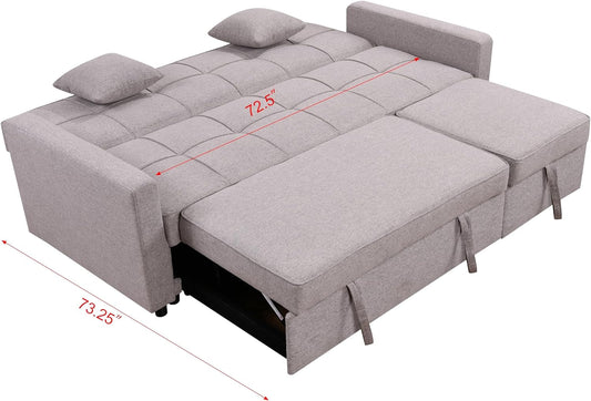 Queen Size Sleeper Sofa Couch with Adjustable Backrest